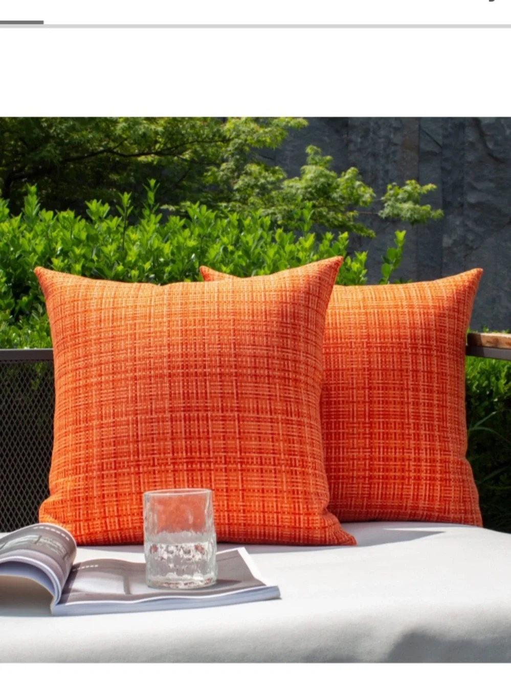 Decorative PILLOW COVERS Outdoor Waterproof SQUARE 18x18” (2-pack) ORANGE